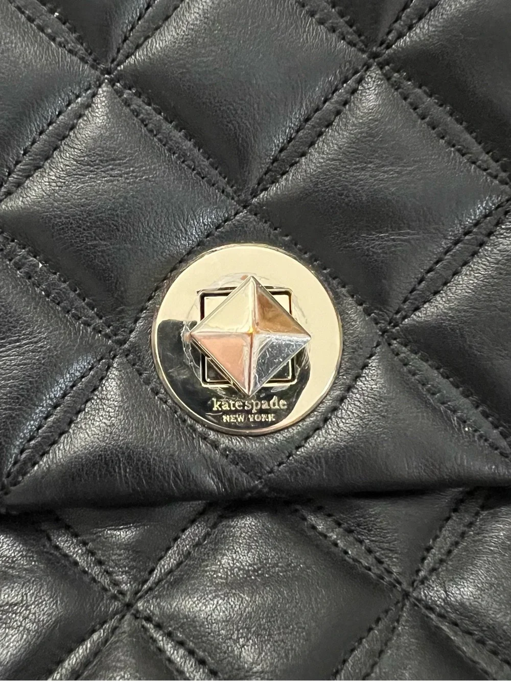 Kate Spade- Quilted Black Shoulder Bag with Chain Strap